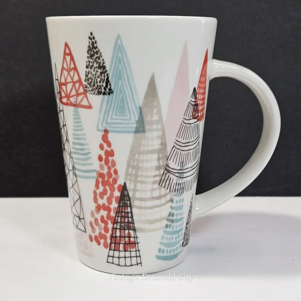 Starbucks Christmas Coffee Mug Holiday Cup Abstract Geometric Forest Trees
